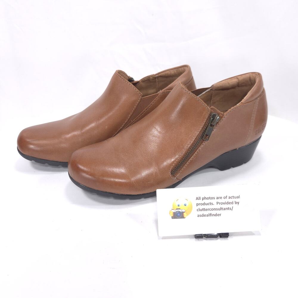Taos Daily Side Zip Leather Casual Ankle Bootie Womens Size 8 DAI-14201 Brown